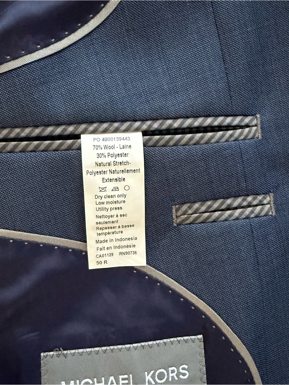 Michael Kors Kaplan Navy Blue Classic Two-Button Blazer - Picture 8 of 12